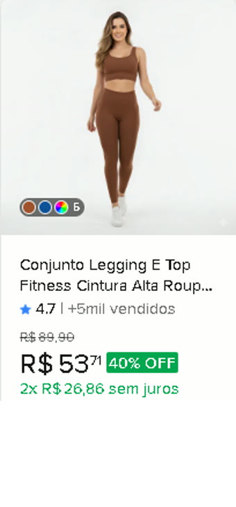 Conjunto de top e legging fitness