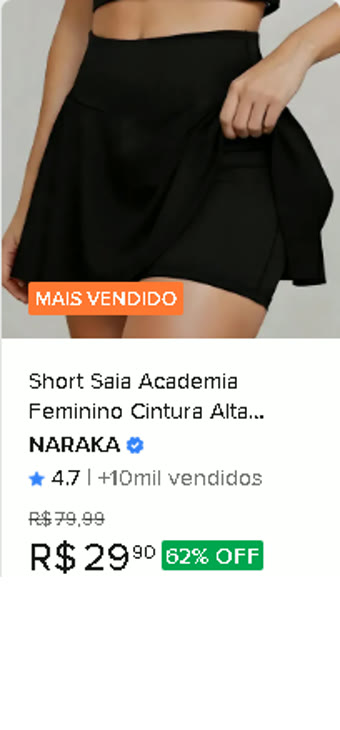 Short saia de academia