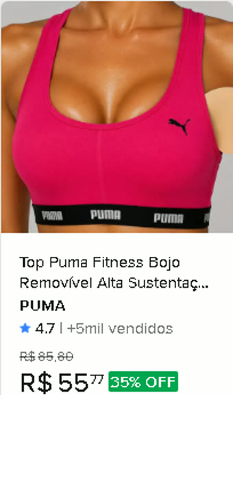 Top fitness com bojo removível